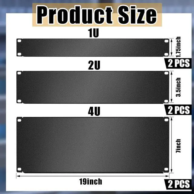Alt view image 2 of 6 - 1U,2U,4U Blank Panel Metal Rack Mount Filler Panel Mount Panel Spacer 19 Inches Rack Blanking Panel Kit for Enclosure Server Rack Cabinet Black (6 Pieces)