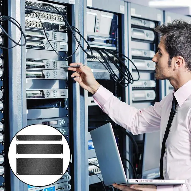 Alt view image 6 of 6 - 1U,2U,4U Blank Panel Metal Rack Mount Filler Panel Mount Panel Spacer 19 Inches Rack Blanking Panel Kit for Enclosure Server Rack Cabinet Black (6 Pieces)