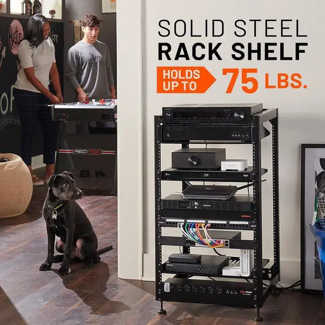 Alt view image 2 of 7 - ECHOGEAR 3U Rack Shelf - Universal Design Works with Any Rack - Holds 75bs of Servers, Network Gear, or AV Equipment - 15" Deep Steel Shelf with Ventilated Design - Install Hardware Included