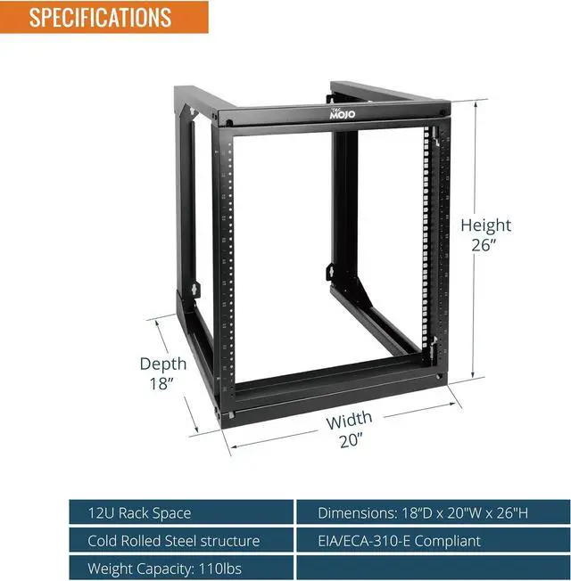 Alt view image 2 of 6 - 12U Wall Mount Rack, Server Rack,Open Frame Server Rack,Network Rack for 19inch Computer/AV/Data/IT/Media Equipment,18inch Depth,16inch Apart Mounting Holes,Swing Gate,Square and Tapped Holes