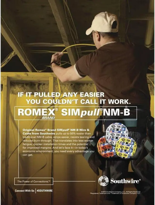 Alt view image 5 of 7 - Southwire Romex Brand Simpull Solid Indoor 14/2 W/G NMB Cable 50ft coil - SW# 28827422