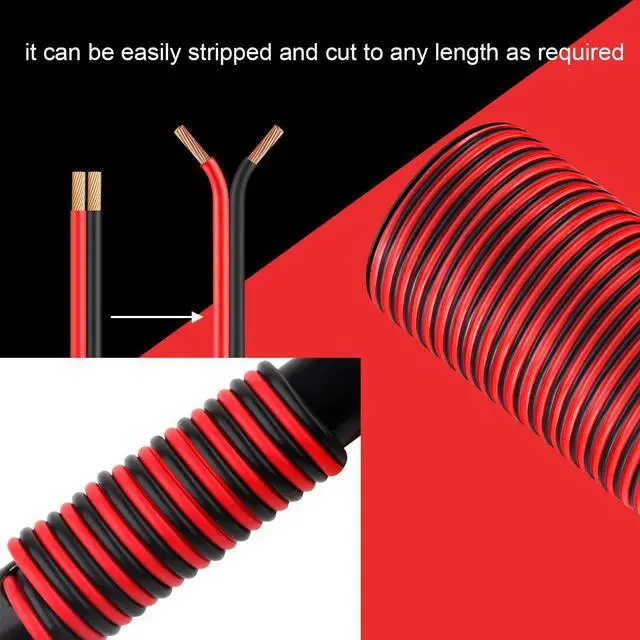 Alt view image 4 of 7 - 16 Gauge Wire, 16AWG Automotive Wire Electrical Wire 100FT 2 Conductor Red Black 12V/24V DC Cable LED Strips Extension Wire for Light RC Car Speaker Wire