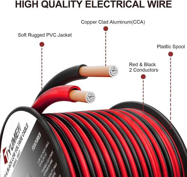 Alt view image 2 of 7 - 12 Gauge Wire 50FT, 12 AWG Red Black Hookup Electrical Wire LED Strips Extension Cord 12V/24V DC Cable, 12AWG 2 Conductors Flexible Wire for in-Home, Autos, Schools use