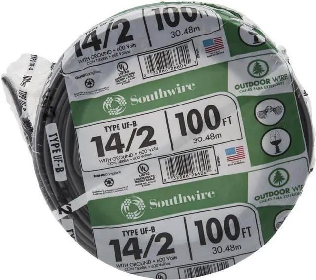 Main image of Southwire 13054226 14/2 UF W/G Hundred' Wire, Gray, Hundred Ft