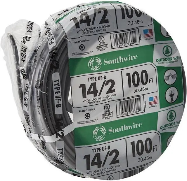 Alt view image 3 of 4 - Southwire 13054226 14/2 UF W/G Hundred' Wire, Gray, Hundred Ft