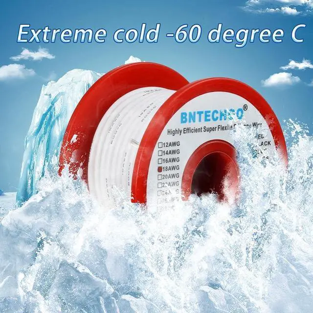 Alt view image 4 of 7 - BNTECHGO 18 Gauge Silicone Wire Spool 50 ft White Flexible 18 AWG Stranded Tinned Copper Wire Single Conductor Wire