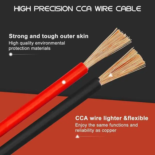 Alt view image 6 of 7 - 18Gauge 100FT Electrical Wire Cable Flexible Wire Extension Cord 18AWG Copper Clad Aluminum Copper Wire 2 Conductors Red Black Parallel Wire line Hookup LED Lighting Strips 12V/24V DC Cable