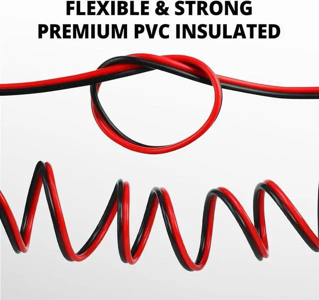 Alt view image 5 of 7 - NAOEVO 16 Gauge Wire 100FT, 2 Conductors Electrical Wire Red Black Cable, Flexible/Low Voltage/PVC 16 AWG Copper Clad Aluminum Extension Cord for Speaker Wire, LED Wire, Automotive Wire 12V/24V DC