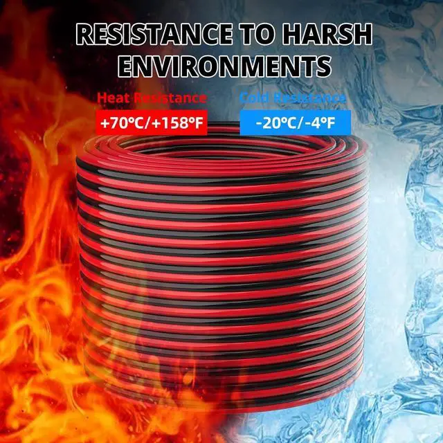 Alt view image 6 of 7 - NAOEVO 16 Gauge Wire 100FT, 2 Conductors Electrical Wire Red Black Cable, Flexible/Low Voltage/PVC 16 AWG Copper Clad Aluminum Extension Cord for Speaker Wire, LED Wire, Automotive Wire 12V/24V DC