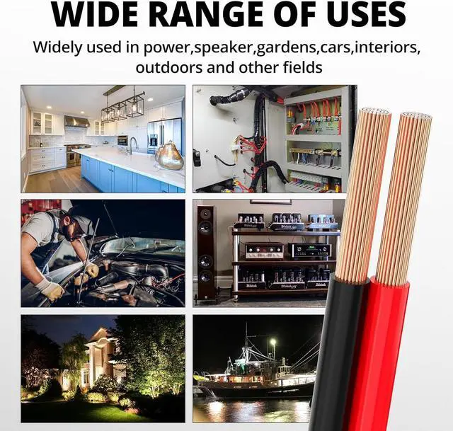 Alt view image 7 of 7 - NAOEVO 16 Gauge Wire 100FT, 2 Conductors Electrical Wire Red Black Cable, Flexible/Low Voltage/PVC 16 AWG Copper Clad Aluminum Extension Cord for Speaker Wire, LED Wire, Automotive Wire 12V/24V DC