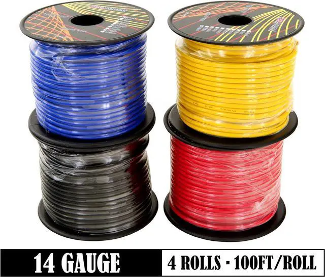 Alt view image 2 of 7 - GS Power 14 Gauge 4 Color Pack in 100 ft Roll (400 Feet Total) Copper Clad Aluminum CCA Low Voltage Primary Wire for Automotive Harness Car Audio Video Wiring. Also in 10 Color Combo