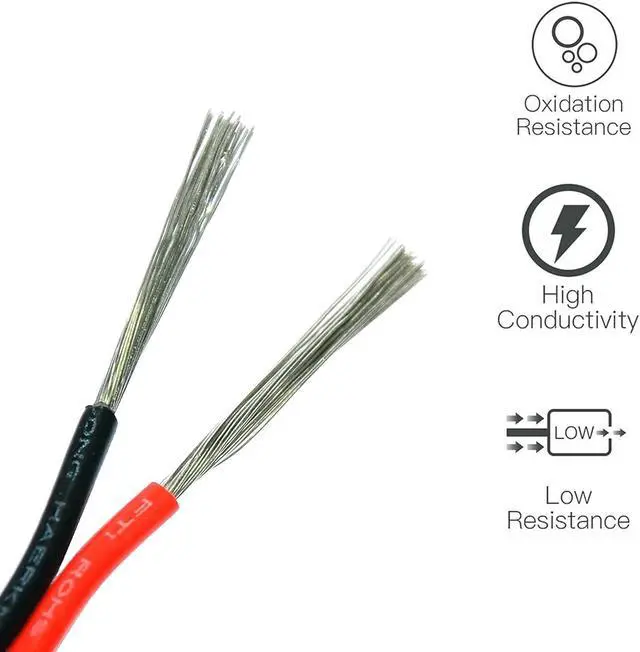 Alt view image 2 of 5 - 20AWG Electrical Wire 100 ft Red Black Hookup Wire 12V/24V DC Cable LED Strips Extension Wire,20 Gauge Stranded Wire for Doorbell,LED Ribbon Lamp Tape Lighting