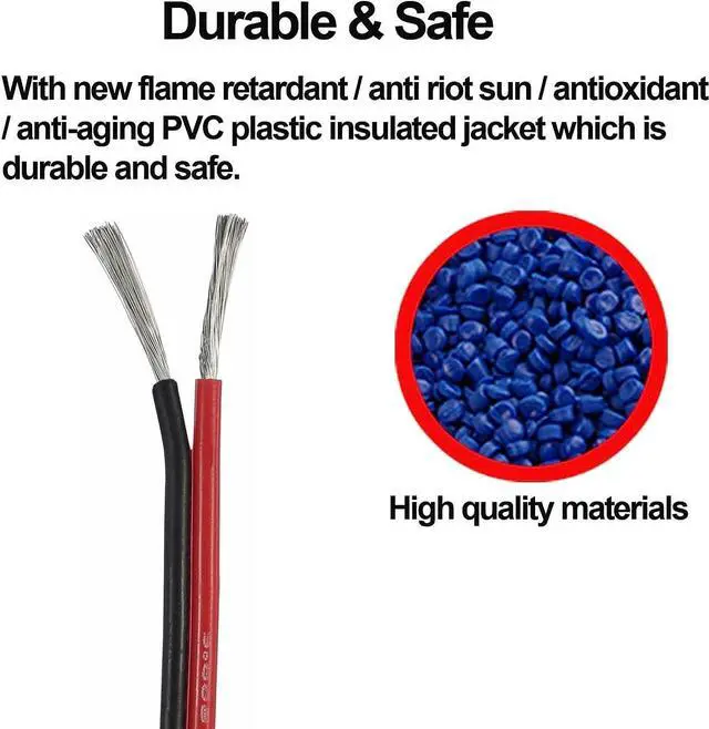 Alt view image 3 of 7 - 22awg Electrical Wire 100 ft 22 Gauge Led Wire 2 Pin Extension Cable Wire Red Black Wires 12V/24V DC Cable for Led Strips Single Colour