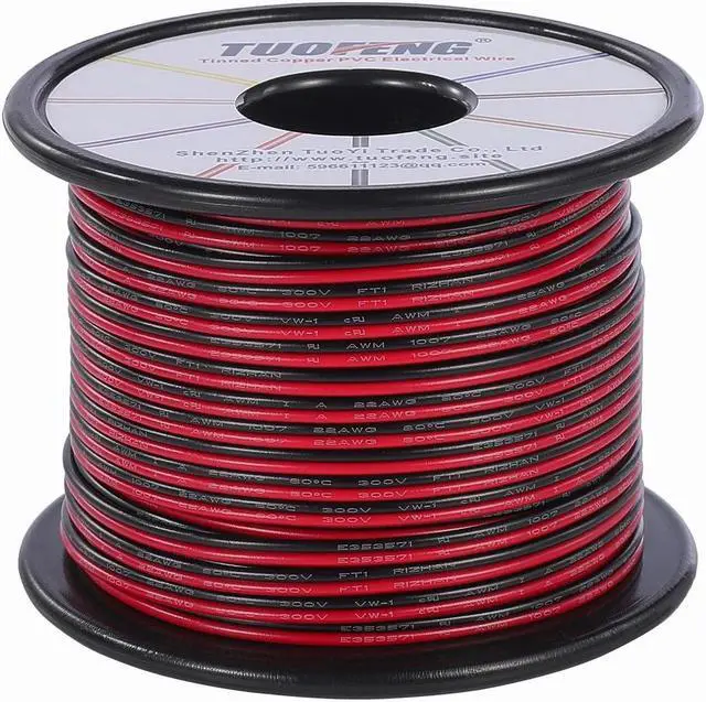 Alt view image 5 of 7 - 22awg Electrical Wire 100 ft 22 Gauge Led Wire 2 Pin Extension Cable Wire Red Black Wires 12V/24V DC Cable for Led Strips Single Colour