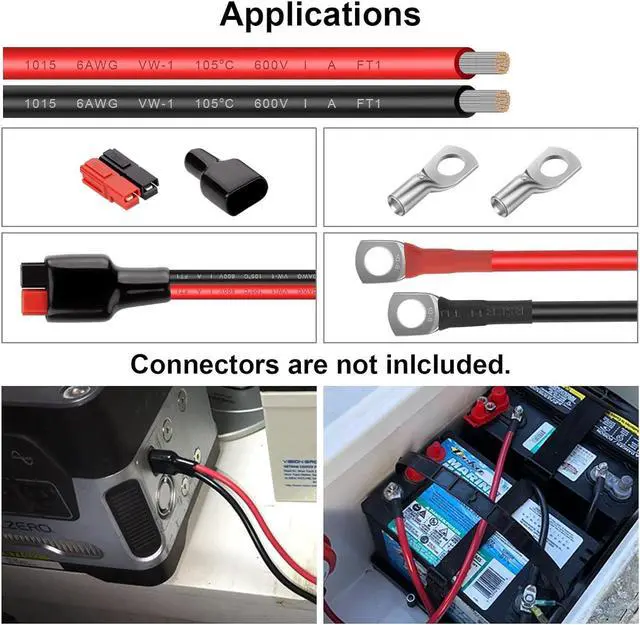 Alt view image 3 of 5 - 6 AWG Electrical Wire - 20FT Red & 20FT Black Tinned Copper Cable for Car Audio Automotive Trailer Marine, PV Wire for Low Voltage LED Light (6AWG 20FT Red + 20FT Black)
