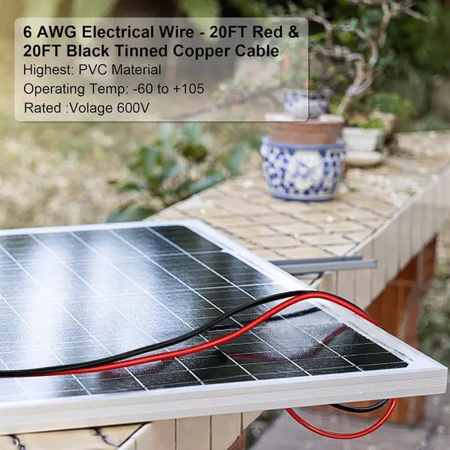 Alt view image 5 of 5 - 6 AWG Electrical Wire - 20FT Red & 20FT Black Tinned Copper Cable for Car Audio Automotive Trailer Marine, PV Wire for Low Voltage LED Light (6AWG 20FT Red + 20FT Black)