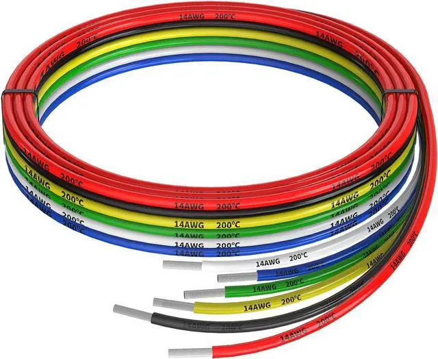 Main image of 14awg Silicone Electrical Wire Cable 6 Colors (5ft Each) 14 Gauge Hookup Wires kit Stranded Tinned Copper Wire Flexible and Soft
