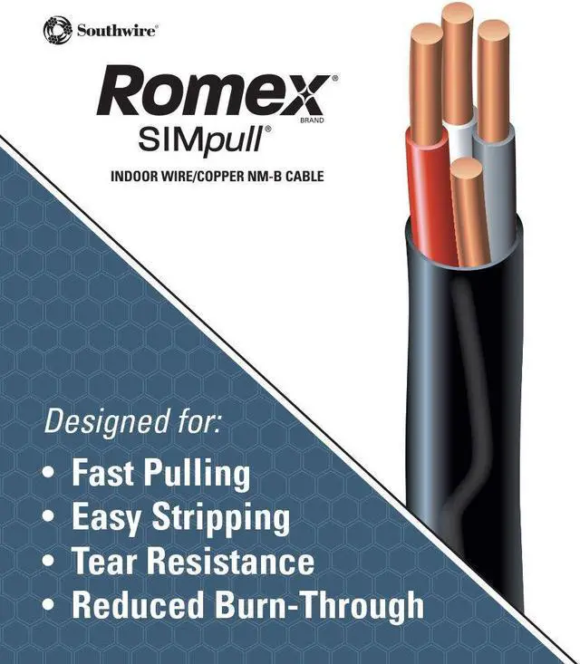 Alt view image 5 of 5 - 25' 8/3 with ground Romex brand SIMpull residential indoor electrical wire type NM-B; Black