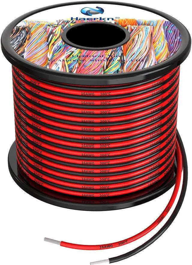 Main image of 16 awg Silicone Electrical Wire Cable 66ft [Black 33ft Red 33ft] 16 Gauge Separete Wire Hook Up Oxygen Free Stranded Tinned Copper Wire High Temperature Resistance Spool