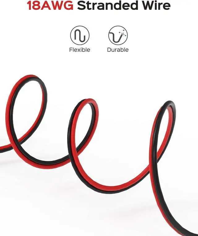 Alt view image 3 of 7 - 18AWG 2 Wire Electrical Cord JACKYLED 2 Conductor 10M/32.8ft Wire Cord 18 Gauge Flexible Cable for LED Strips Electrical Wire 12V/24V DC Cable, 18/2 Wire Black and Red