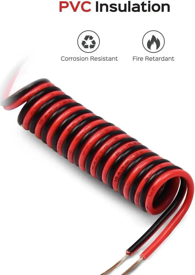 Alt view image 4 of 7 - 18AWG 2 Wire Electrical Cord JACKYLED 2 Conductor 10M/32.8ft Wire Cord 18 Gauge Flexible Cable for LED Strips Electrical Wire 12V/24V DC Cable, 18/2 Wire Black and Red