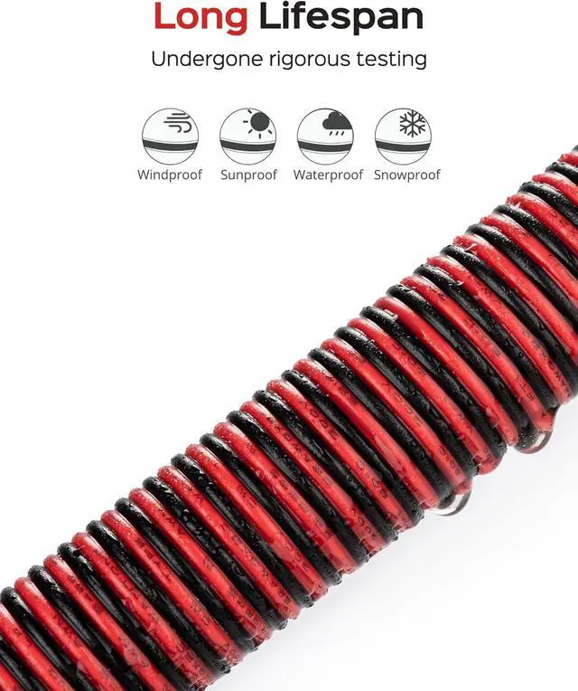 Alt view image 5 of 7 - 18AWG 2 Wire Electrical Cord JACKYLED 2 Conductor 10M/32.8ft Wire Cord 18 Gauge Flexible Cable for LED Strips Electrical Wire 12V/24V DC Cable, 18/2 Wire Black and Red