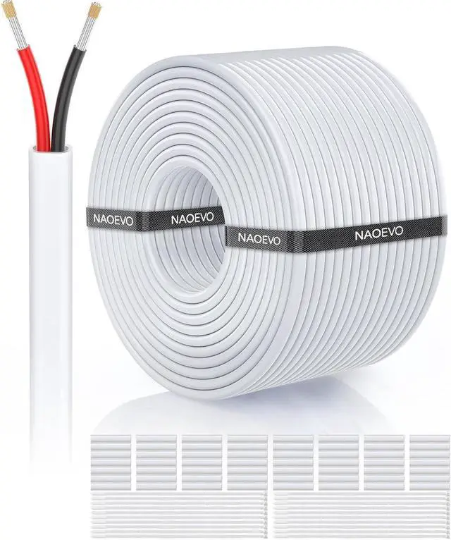 Main image of NAOVEO 16 Gauge Wire 2 Conductor Electrical Wire, 16 AWG Wire Stranded PVC Tinned Copper Cable, Flexible/Low Voltage/Red Black Hookup Wire for LED Strips Lamps, Marine, Speaker, Appliances (100FT)