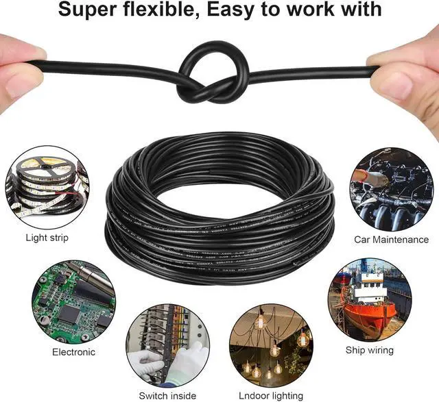 Alt view image 5 of 7 - 18 Gauge Electrical Wire 2 Conductor,18 AWG Electrical Wire Stranded PVC Cord Oxygen-Free Copper Cable,50FT Pure Copper Electrical Wire Cord for LED Lamp Lighting Strips Automotive