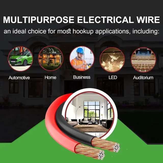 Alt view image 7 of 7 - 100FT 18 Gauge 2pin 2 Color Red Black Cable Hookup Electrical Wire LED Strips Extension Wire 12V/24V DC Cable, 18AWG Flexible Wire Extension Cord for LED Ribbon Lamp Tape Lighting