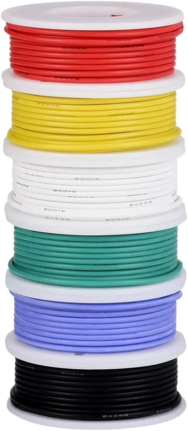 Alt view image 3 of 7 - 20awg Wire Flexible Silicone Wire,20 Gauge Tinned Copper Wires Silicone Rubber Insulated (6 Different Colored 23ft / 7m Each)(OD: 1.75 mm) 600V Stranded Wire Hook up Wire Kit