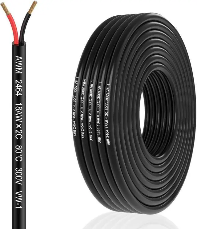 Main image of 18 Gauge 2 Conductor Electrical Wire 32.8FT, 18 AWG Electrical Wire, Stranded PVC Cord Oxygen Free Copper Wires, Automotive Wire Led Wire for Strips Lamps Lighting