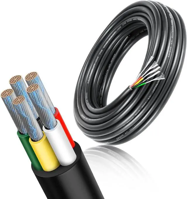 Main image of RESHAKE 18 Gauge 5 Conductor Wire, 10FT 18/5 Tinned Copper 5 Wire Cable,Stranded Electrical Wires for Sprinkler,Thermostat,Trailer,Irrigation,Automotive Etc