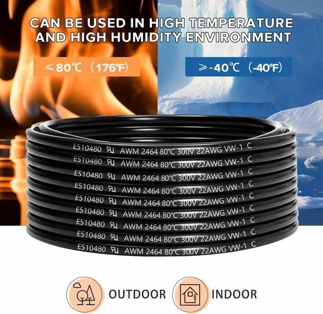 Alt view image 6 of 6 - 22 Gauge 5 Conductor Electrical Wire 100FT, UL 2464 22 AWG 5 Wire Cable Tinned Copper PVC Stranded 22/5 Core Wire for LED Lighting, Outdoor Low Voltage Extension Cable, Automotive etc.