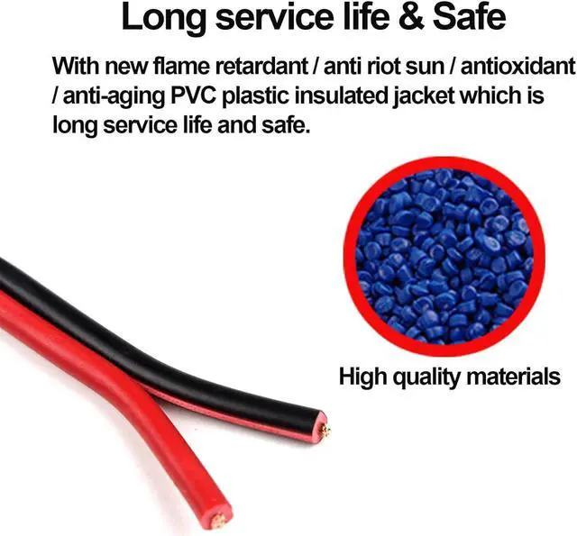 Alt view image 4 of 7 - 40ft 18 AWG Gauge Electrical Wire, Premium DC 12V Hookup Red Black Copper Stranded Auto 2 Cord, Flexible Extension Cable with Spool for LED Ribbon Lamp Light or Low Voltage Products by MILAPEAK