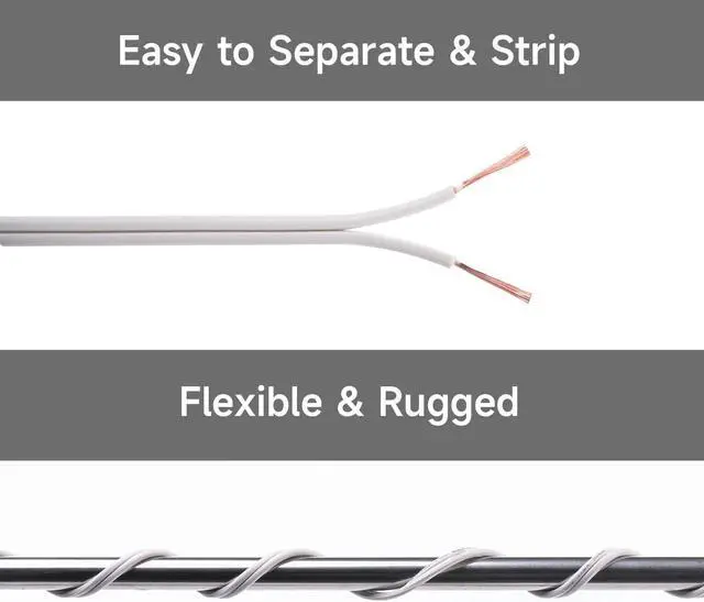 Alt view image 4 of 7 - 18#SPT-2W 250FT Electrical Wire 18/2 Zip Cord with 20 Vampire Plugs Copper Stranded 18 Gauge 2pin Extension Wire Flexible Wire Outdoor LED Landscape Lighting Wire, White