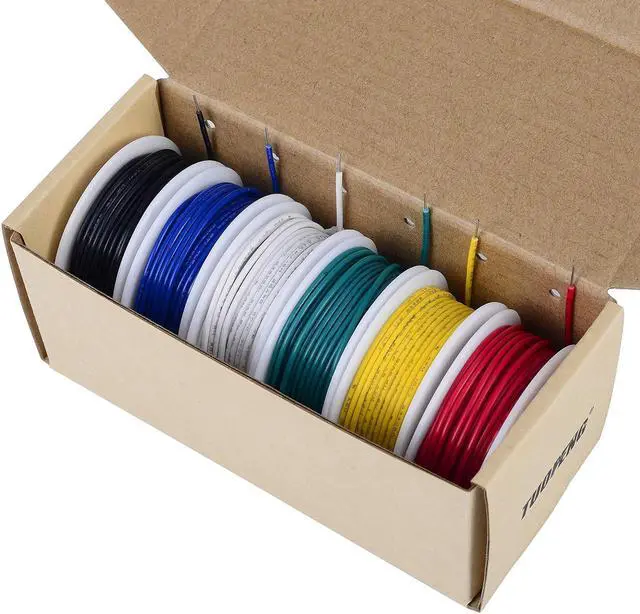 Alt view image 5 of 7 - 22 awg Wire Solid Core Hookup Wires-6 Different Colored Jumper Wire 30ft or 9m Each, 22 Gauge Electronic Wire PVC (OD: 1.60mm) Hook up Wire Kit