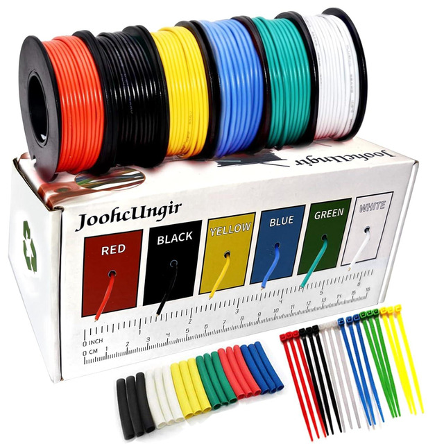 16 AWG TFFN TEWN Stranded Copper Wire - 50ft Each Black & Red - 600V, Made In USA