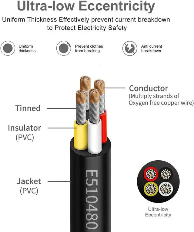 Alt view image 2 of 6 - 22 Gauge 4 Conductor Electrical Wire 25FT, UL 2464 22 AWG 4 Wire Cable Tinned Copper PVC Stranded 22/4 Core Wire for LED Lighting, Outdoor Low Voltage Extension Cable, Automotive etc.