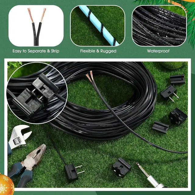 Alt view image 3 of 7 - SPT-1 100 ft 18/2 Wire Electrical Wire with 6 Plugs 18 AWG Wire 18 Gauge Wire for LED Lighting Strip Lamp, Lamp Extension Cable, Residential Outdoor Commercial Industrial, Black