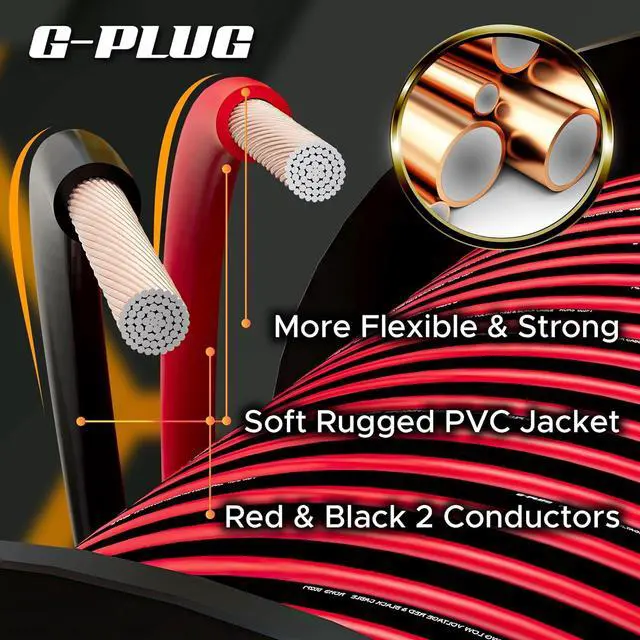 Alt view image 2 of 6 - G-PLUG 12 Gauge Wire, 12 AWG Electrical Wire 100FT, 2 Conductor Red Black Flexible Wire Low Voltage Lights, LED Lighting, Speaker, Automotive, Landscape Wire, Home Outdoor Electrical Cable 12V/24V DC