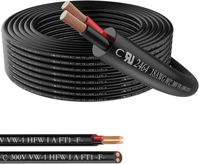 Main image of 18 Gauge 2 Conductor Electrical Wire Stranded PVC Red & Black Cord Pure Copper Cable 10 M / 32.8FT LED Cable Flexible Extension Power Cord for Auto LED Lighting UL Listed (18 AWG)