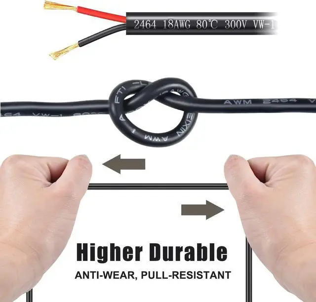 Alt view image 3 of 7 - 18 Gauge 2 Conductor Electrical Wire Stranded PVC Red & Black Cord Pure Copper Cable 10 M / 32.8FT LED Cable Flexible Extension Power Cord for Auto LED Lighting UL Listed (18 AWG)