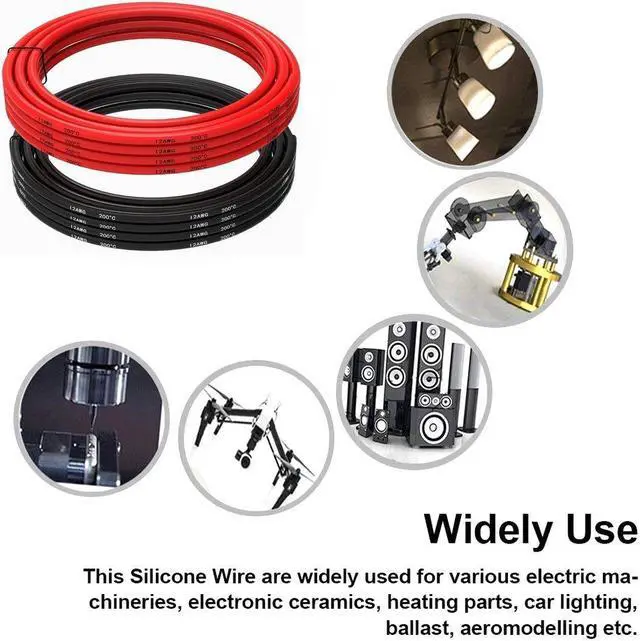 Alt view image 3 of 6 - 12 Gauge Electrical Wire 20 Feet [10 ft Black and 10 ft Red] Tinned Copper Wire Stranded Wire - 12 AWG Silicone Wire - Flexible Silicone Wire Works Well for RC car, Drone