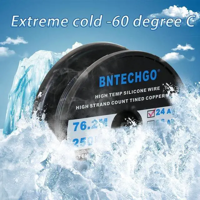 Alt view image 4 of 7 - BNTECHGO 24 Gauge Silicone Wire Spool 250 ft Black Flexible 24 AWG Stranded Tinned Copper Wire