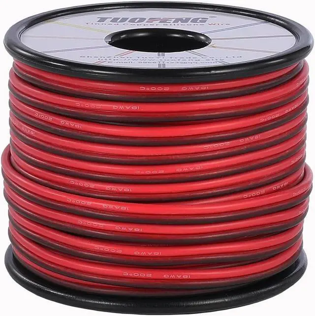 Alt view image 2 of 7 - 18 AWG Wire Electrical Wires - Flexible Silicone Wire 2 Conductor Parallel Wire (Black 66ft Red 66ft) Stranded Wire Electronic Hook up Wire