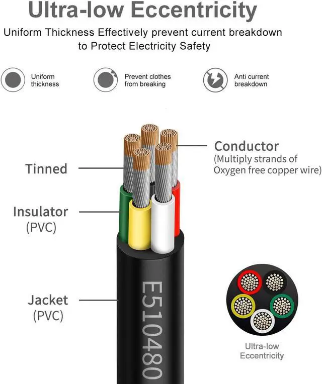Alt view image 2 of 6 - 22 Gauge 5 Conductor Electrical Wire 100FT, UL 2464 22 AWG 5 Wire Cable Tinned Copper PVC Stranded 22/5 Core Wire for LED Lighting, Outdoor Low Voltage Extension Cable, Automotive etc.