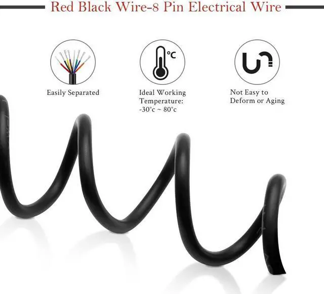 Alt view image 2 of 7 - 20 Gauge Electrical Wire 8 Conductor, 20AWG 50FT Thermostat Wire PVC Stranded, 20/8 Low Voltage LED Cable, Flexible Extension Power Cord, Tinned Copper Cable Hookup Wire