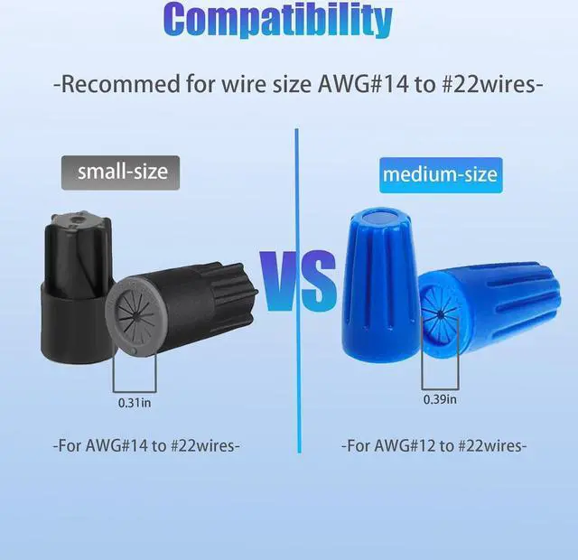 Alt view image 5 of 7 - 50PCS Waterproof Wire Electrical Connectors, Outdoor Seal Electrical Twist Nuts Caps Cable Terminal Connector for Landscape Light, Irrigation Valves, Wet Location Installation, 22AWG-14AWG, Black