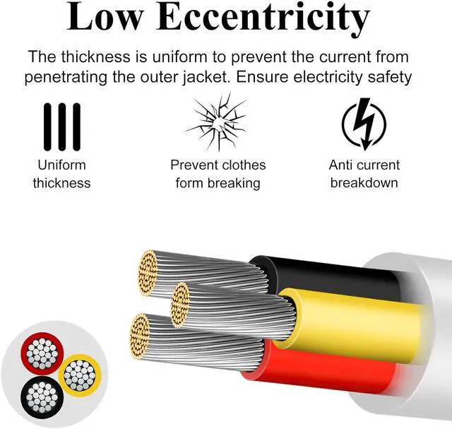 Alt view image 3 of 7 - 16 Gauge 3 Conductor Electrical Wire, 32.8FT Low Voltage 16/3 Tinned Copper Stranded 3 Wire Cable, 16 AWG White Flexible Extension Power Cord for Automotive, LED Lamp, Outdoor Landscape Lighting Etc
