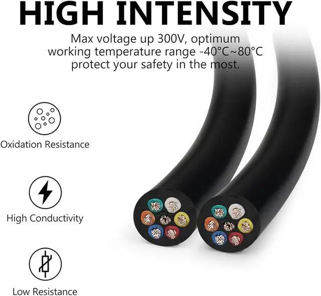 Alt view image 3 of 6 - 20 Gauge 7 Conductor Electrical Wire, 16.4FT 20AWG PVC Thermostat Wire, Low Voltage Landscape Wire, Flexible Cord for Extension Cable Automotive Garden Bell Speaker